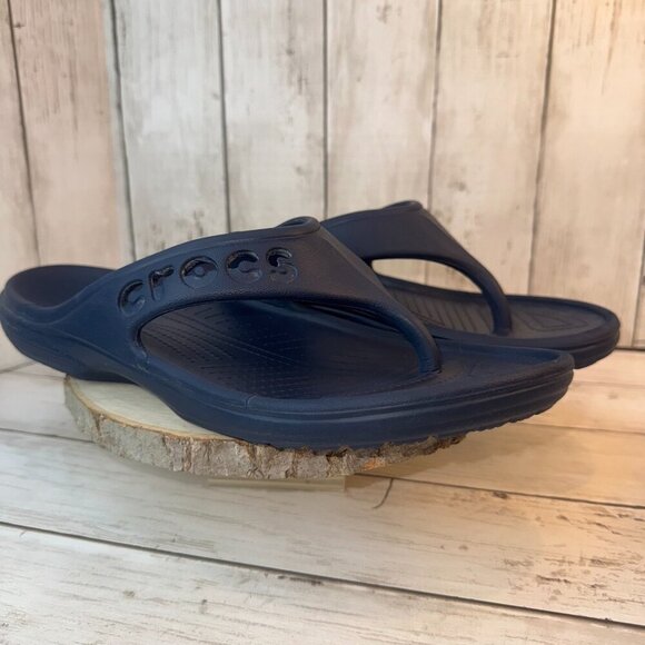 Crocs Baya II Mens Size 12 Comfort Flip Flop Navy Blue Thong Sandals - Picture 2 of 9